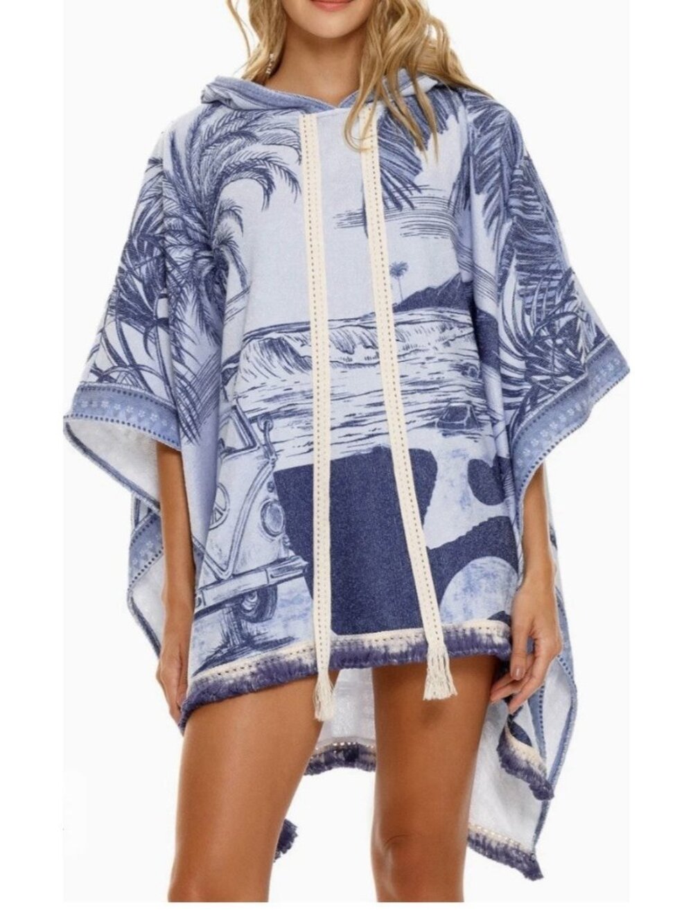 Free People AGUA BENDITA Delilah Shaka Poncho Beach Coverup - Picture 4 of 6